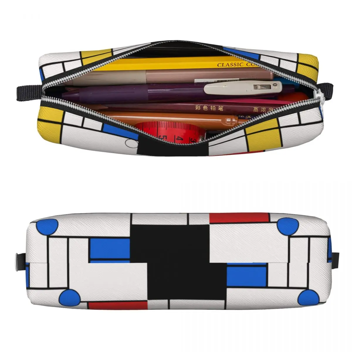 Piet Mondrian Abstract Squares Pencil Cases Red Blue Yellow Pencilcases Pen for Student Bag Students School Cosmetic Stationery