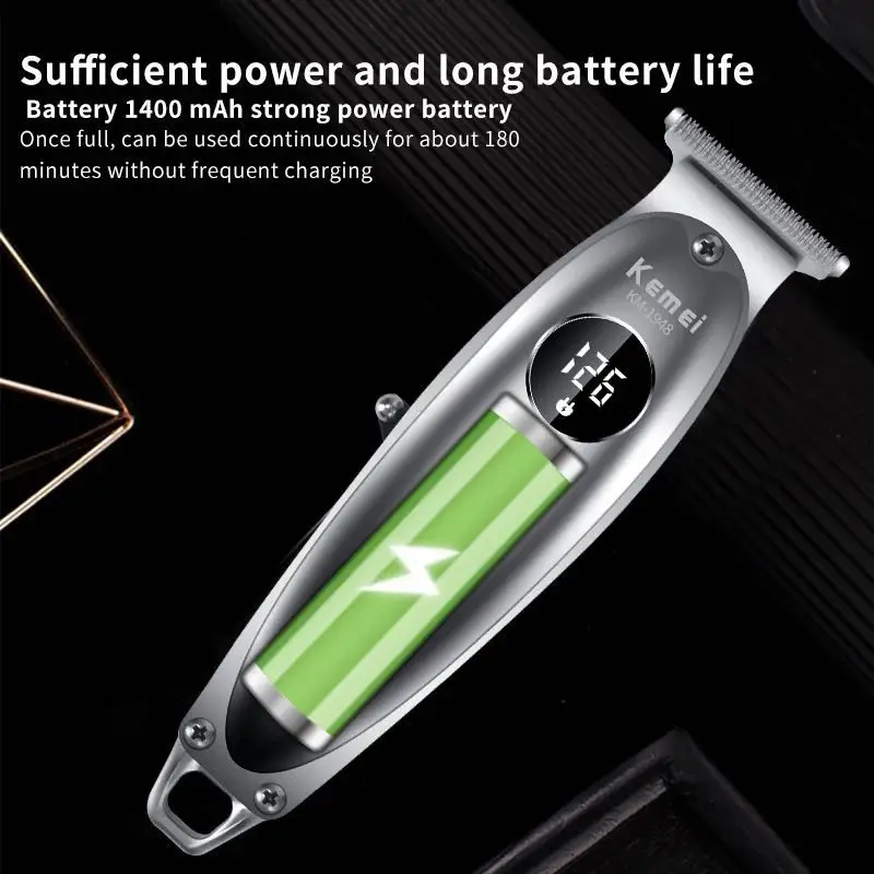 Kemei Electric Hair Clipper KM-1948 Fast Charging Metal Shell Salon Professional Trimmer with LCD Hair Cutting Machine