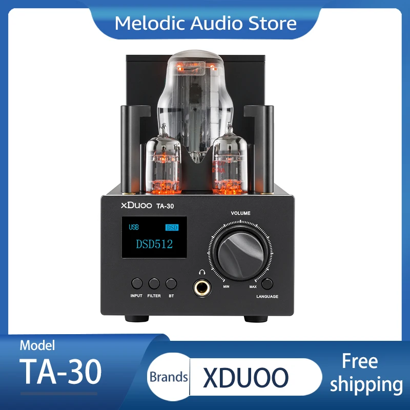 

XDUOO TA-30 Tube Headphone Amplifier ES9038Q2M HD Bluetooth High Performance DSD512 DAC TA30 USB DAC Output Power 3000mW