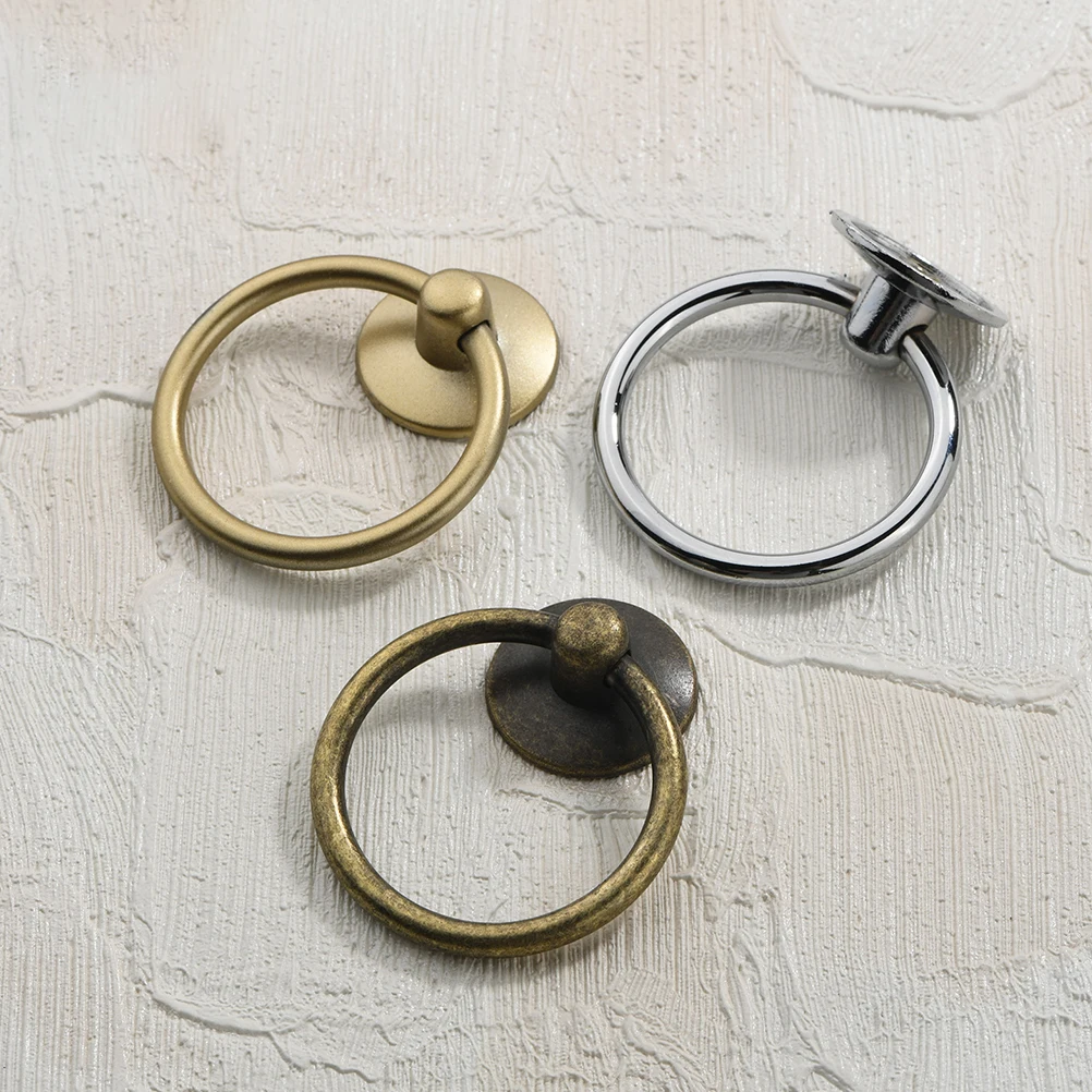 

6 Pcs Black Handle Ring Jewelry Box Knob Furniture Hardware Door Circular Drawer Dresser Handles Knobs Decorative Practical