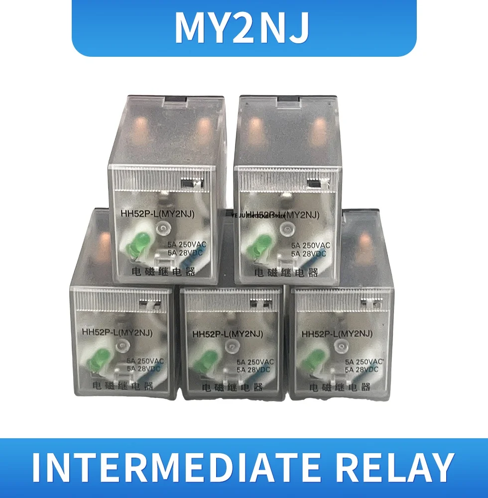 5 шт. MY2P HH52P MY2NJ DPDTMминиатюрная катушка, общие электромагнитное промежуточное реле с розеткой, светодиодный переменный ток постоянного тока