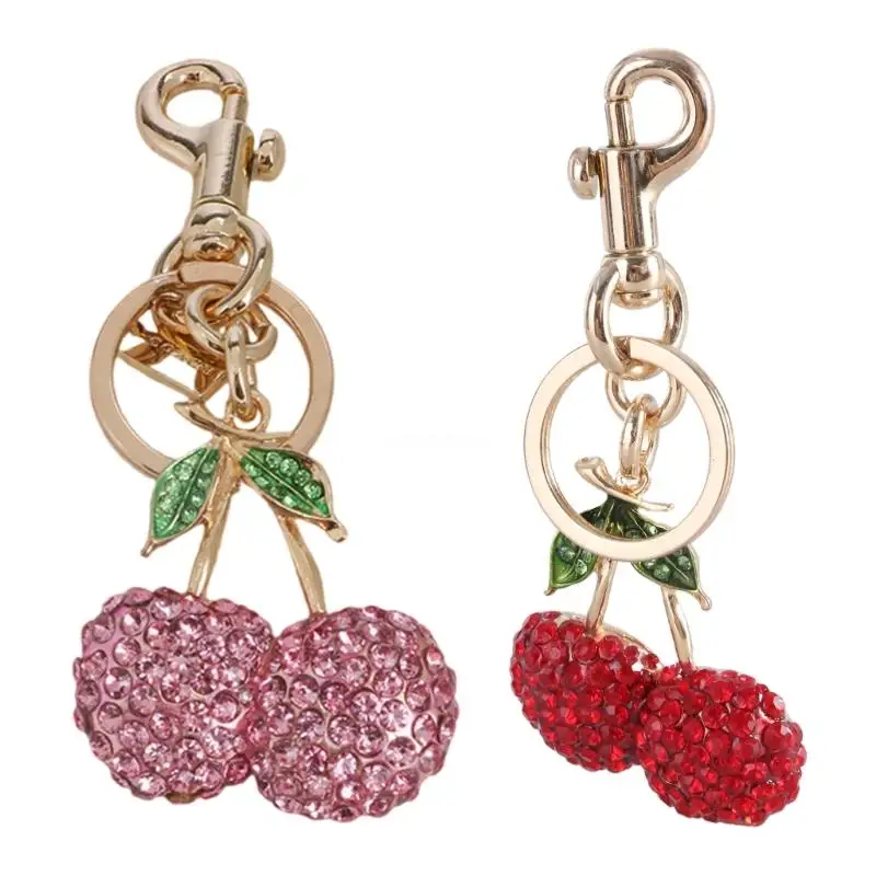 

Unique Rhinestones Cherries Charm Keychains Pendant Fashion Car Keyring Haning Ornament Backpack Decoration Key Holder Dropship