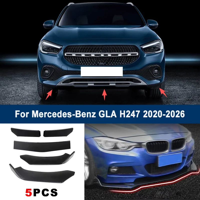 

Adjustable 5Pcs Sectional Front Spoiler Lip For Mercedes-Benz GLA H247 2020-2026 Front Bumper Splitter Sport Body Kit