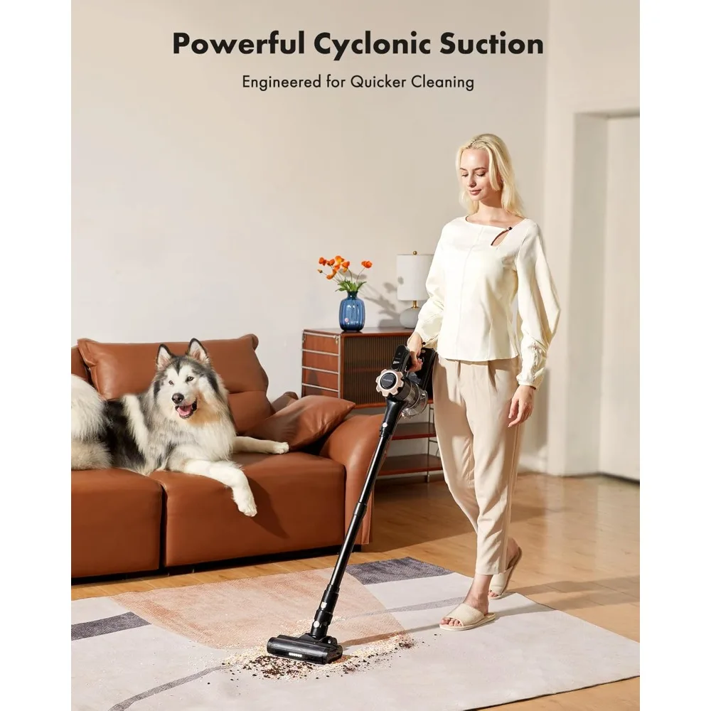 2025 Cordless Vacuum Cleaner,8-in-1 Lightweight Stick Vacuum with 45mins Runtime,Powerful Suction,Rechargeable Cordless Vacuum