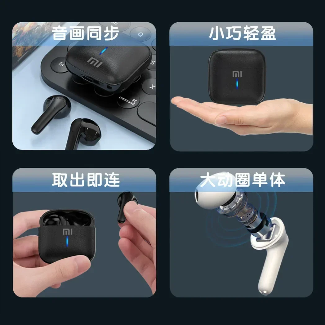 سماعات بلوتوث لاسلكية حقيقية من Xiaomi JS59 لتقليل ضوضاء المكالمات، ألعاب الموسيقى، القيادة الرياضية شبه الأذن، وقت استعداد طويل