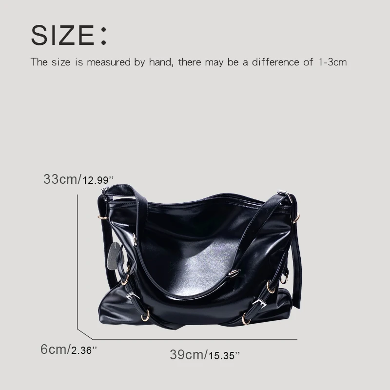 MEDIOW Moto & Biker Bag For Women Luxury Designer Handbag Purses 2024 New In Oil Wax Leather Belt Buckle Large Capacity Shoulder