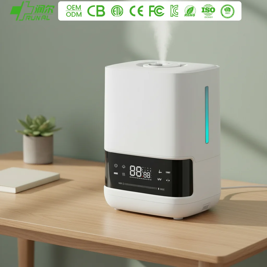 RUNAL New Electric Cool and Warm Mist Spray Remote Control Uv Ultrasonic Air Humidifier With Led Night Light
