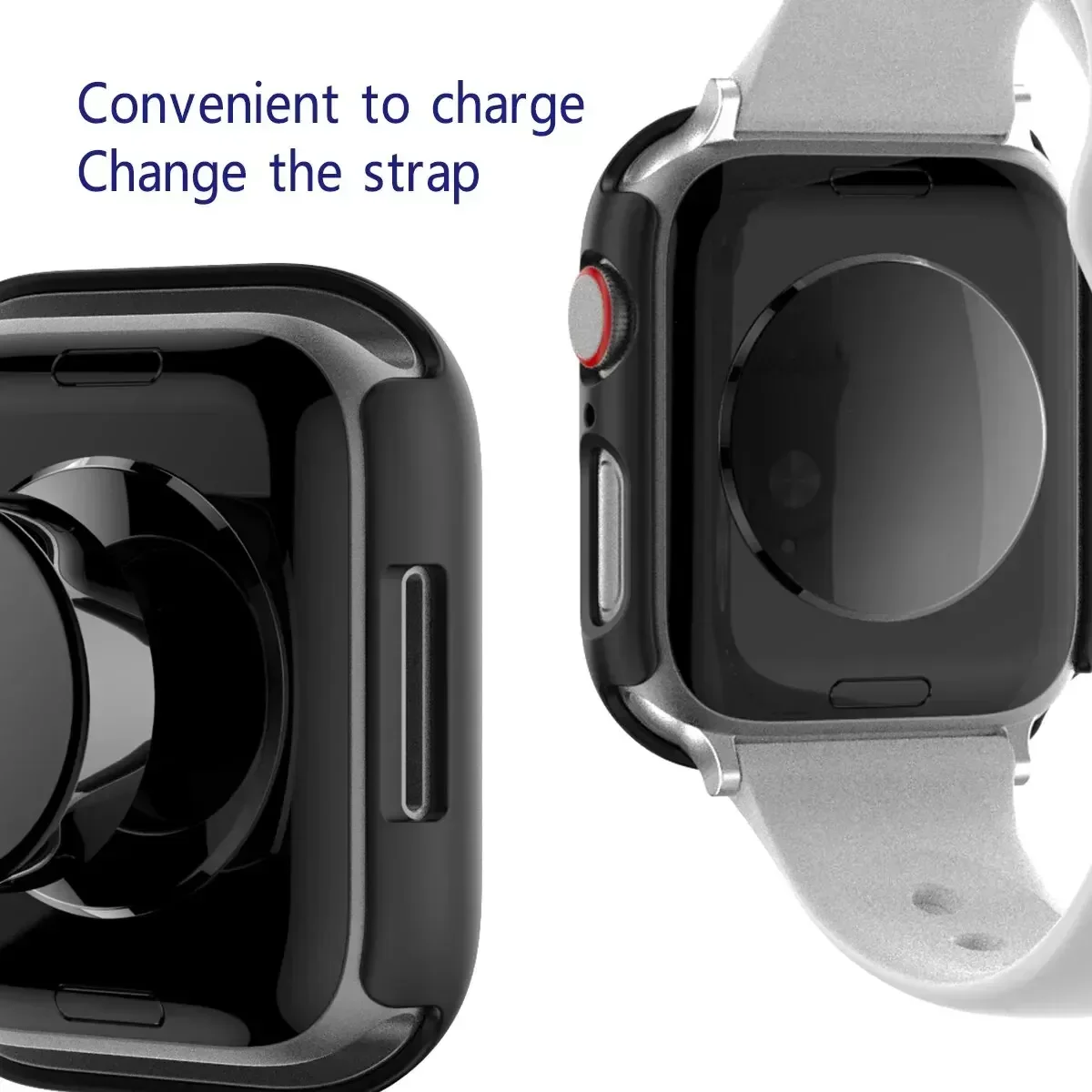 Tempered Glass+Cover For Apple Watch 9 8 7 45mm 41mm PC Bumper Screen Protector Case iWatch Series 7 6 5 4 SE2 44mm 40mm 42mm 38