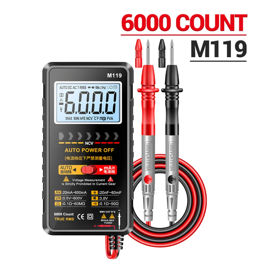 مقياس رقمي متعدد مدمج M119 مع 6000 عدد جهد عدم الاتصال وقياس متعدد الوظائف للإلكترونيات