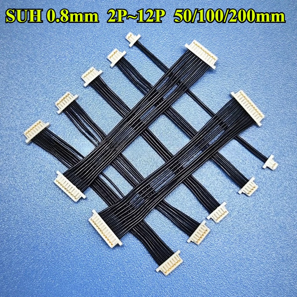 SUH Pitch 0.8mm Double Head Terminal 2P/3P/4P/5P/6P/7P/8P/9P/10P/12P Same/Reverse Direction 0.8mm Wire Length 50MM/100MM/200MM