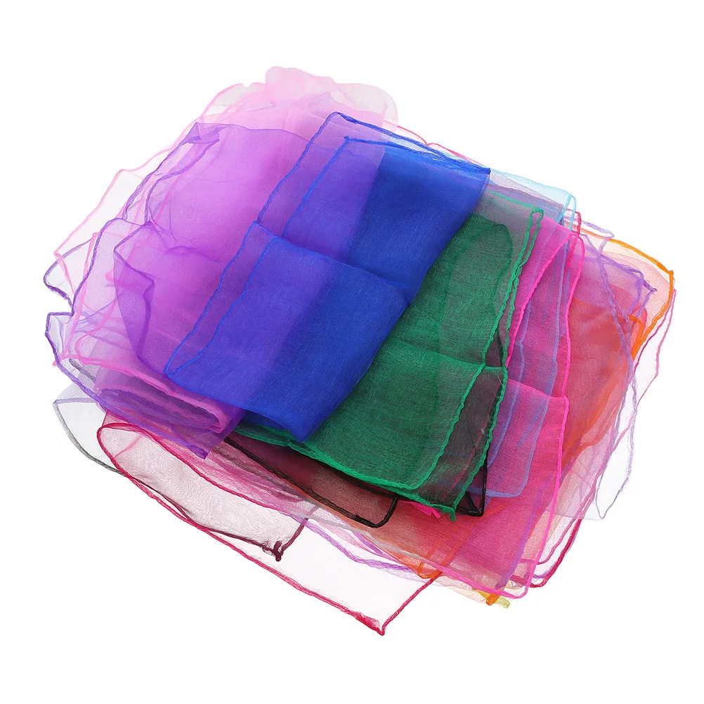 

12pcs Colorful Gift Lightweight Chiffon Dance Props For Stage Performance Juggling Scarves Party Gathering Square Scarves
