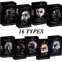 Space War Helmets Luke Skywalker TIE Fighter Pilot Building Blocks Darth Vader The Mandalorian Helmet Model Bricks Toys Boy Gift