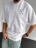 Playing Card Spades A Print Mens Cotton T-Shirts All-math Fashion Short Sleeve Breathable Oversize O-Neck Tops Male Tee Clothing