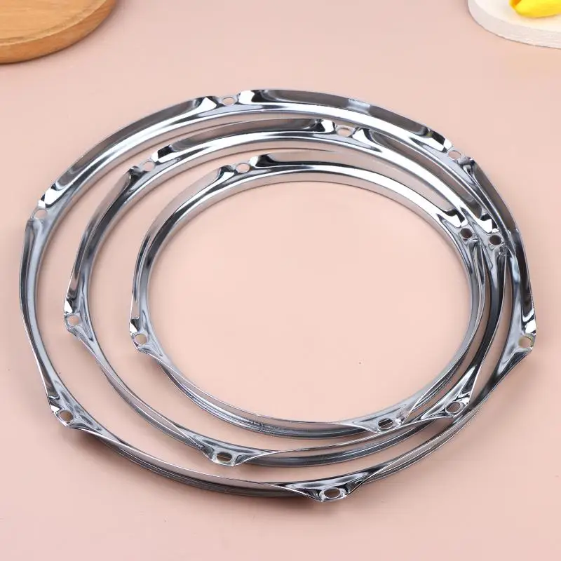 * 8/10/12Inch Heavy Duty Rim Guard Drum Hoop Rim Protector Hoop Silencers Snare Drum Hoops Replacement Silver-plated Iron Frame