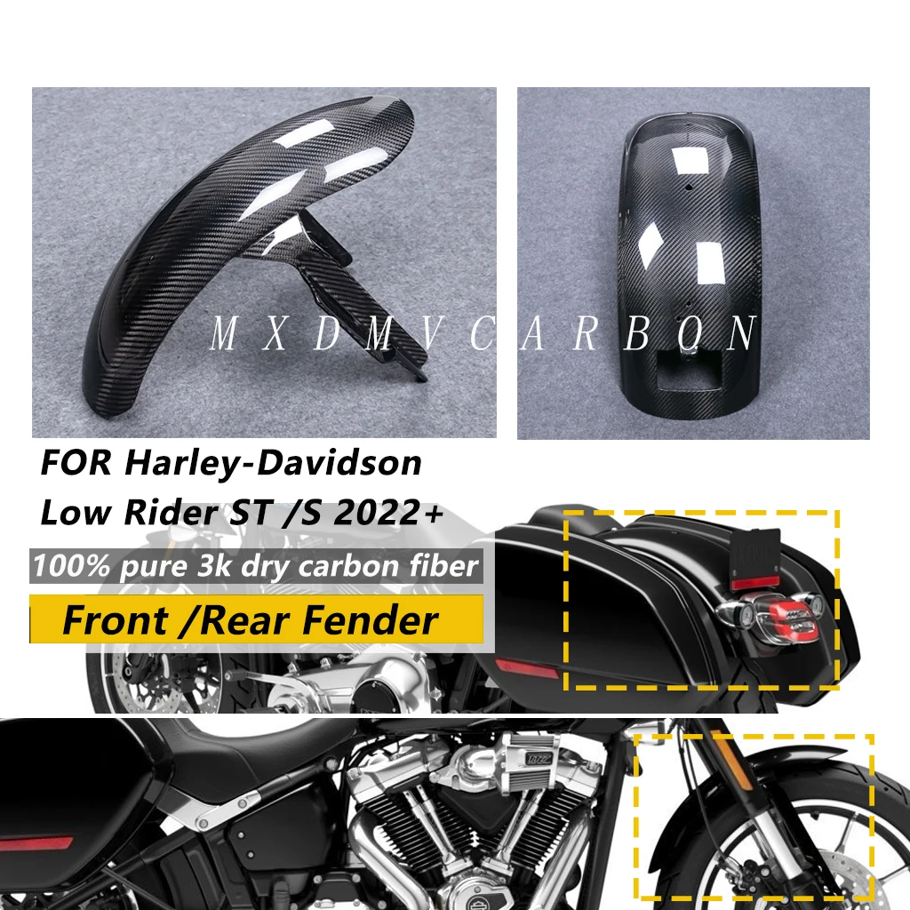 Für Harley Low Rider LowRider S ST 2026 2025 2024 2023 2022 Motorrad 100% 3k Trockenes Carbon-Faser Vorder- und Hinterradabdeckung Verkleidungs-Set