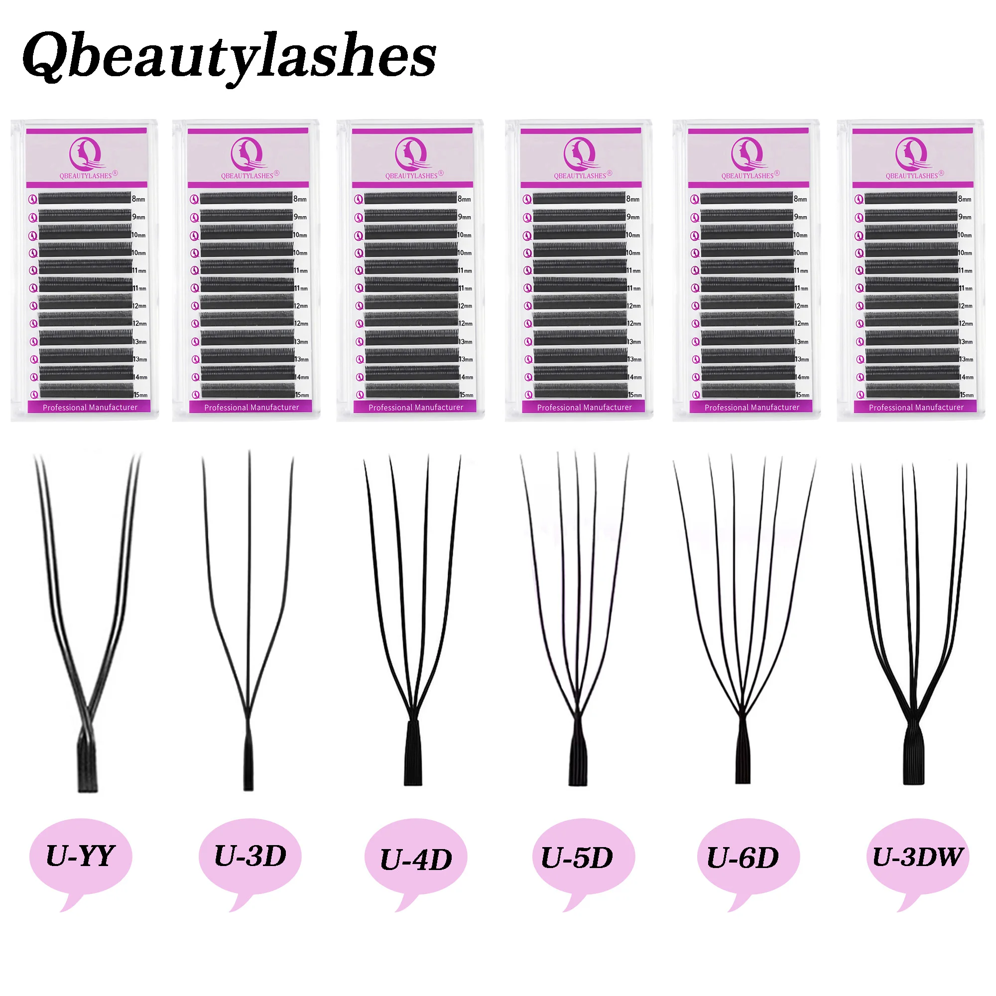 Cílios U Shape 3D 4D 5D 6D W Eyelashes Extension Curl C/D Y Individual Natural Volume Premade Fans False Eyelash Wholesale