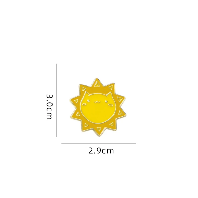 Cute Cartoon Sun Cat Enamel Brooch Creative Animal Lapel Pin Badge Backpack Clothing Hat Accessories