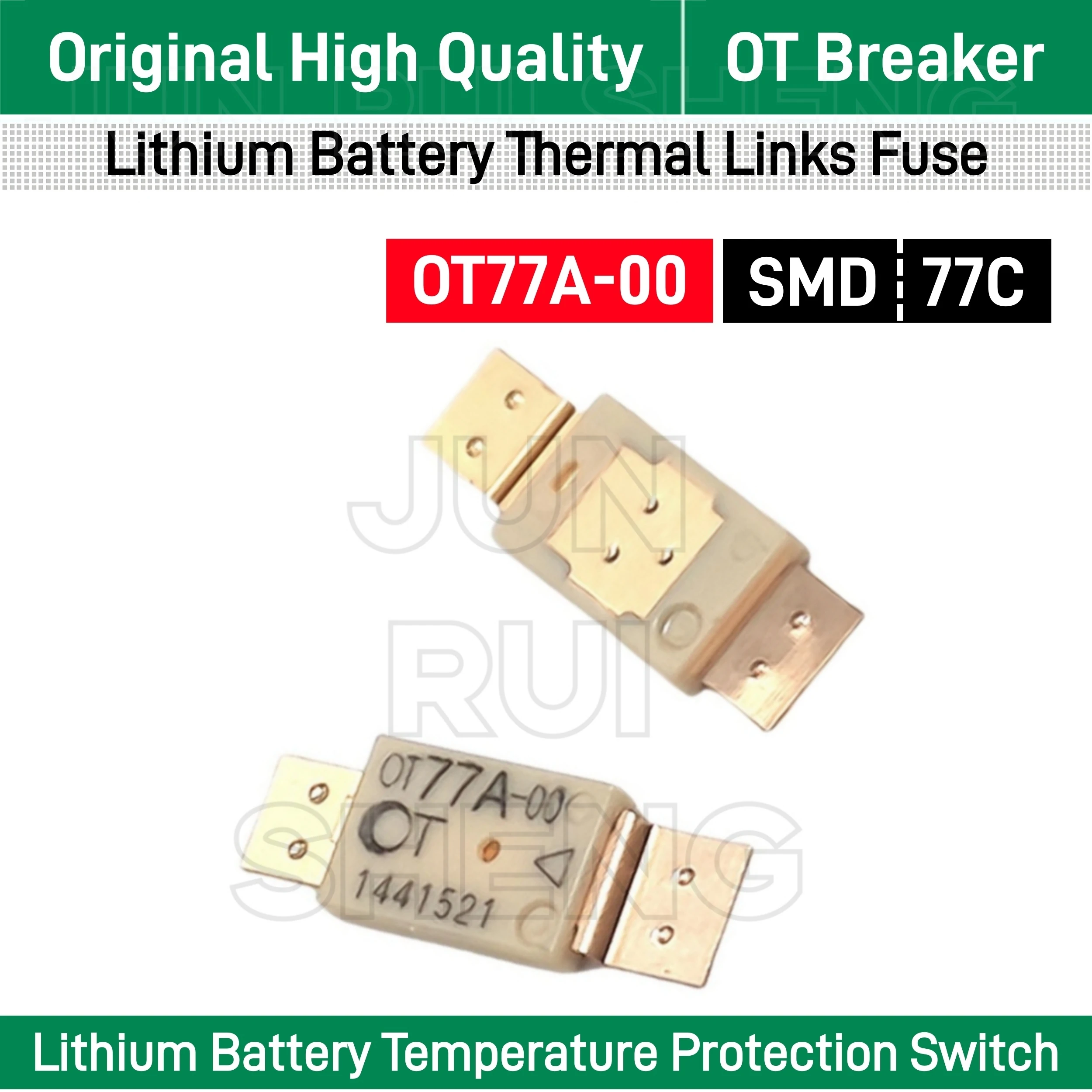 

5 шт. Оригинальный термовыключатель OT77A-00 SMD, предохранитель OT77A, 77°C, для защиты литиевых аккумуляторов от перегрева
