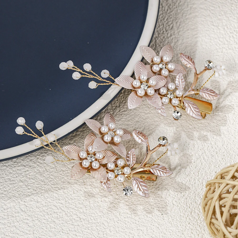 คลาสสิกดอกไม้ผมคลิปเพิร์ลลูกปัด Barrettes Headpiece เจ้าสาวงานแต่งงานเครื่องประดับผมเครื่องประดับอุปกรณ์เสริมผม