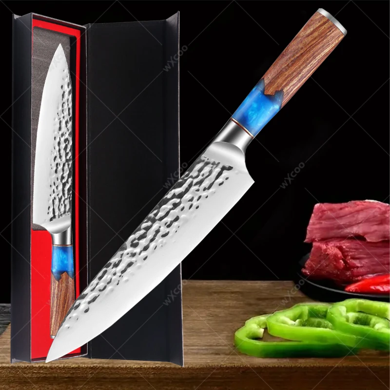 

Hammered Forging Meat Cleaver Japanese Knives Professional Chef Knife Stainless Steel Kitchen Knife Fish Slicing Knife with Box