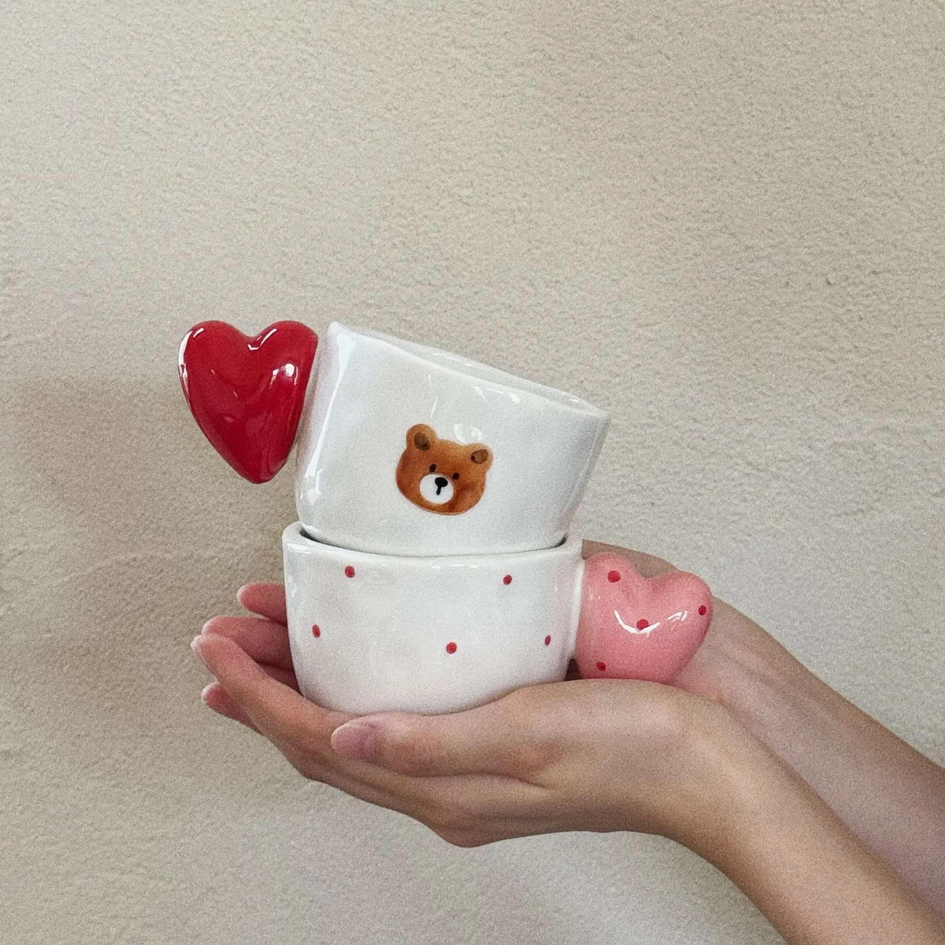 

Корейская керамическая кружка с милым сердцем, кофейная чашка, десертная чашка, прекрасный подарок, ручная роспись под глазурью