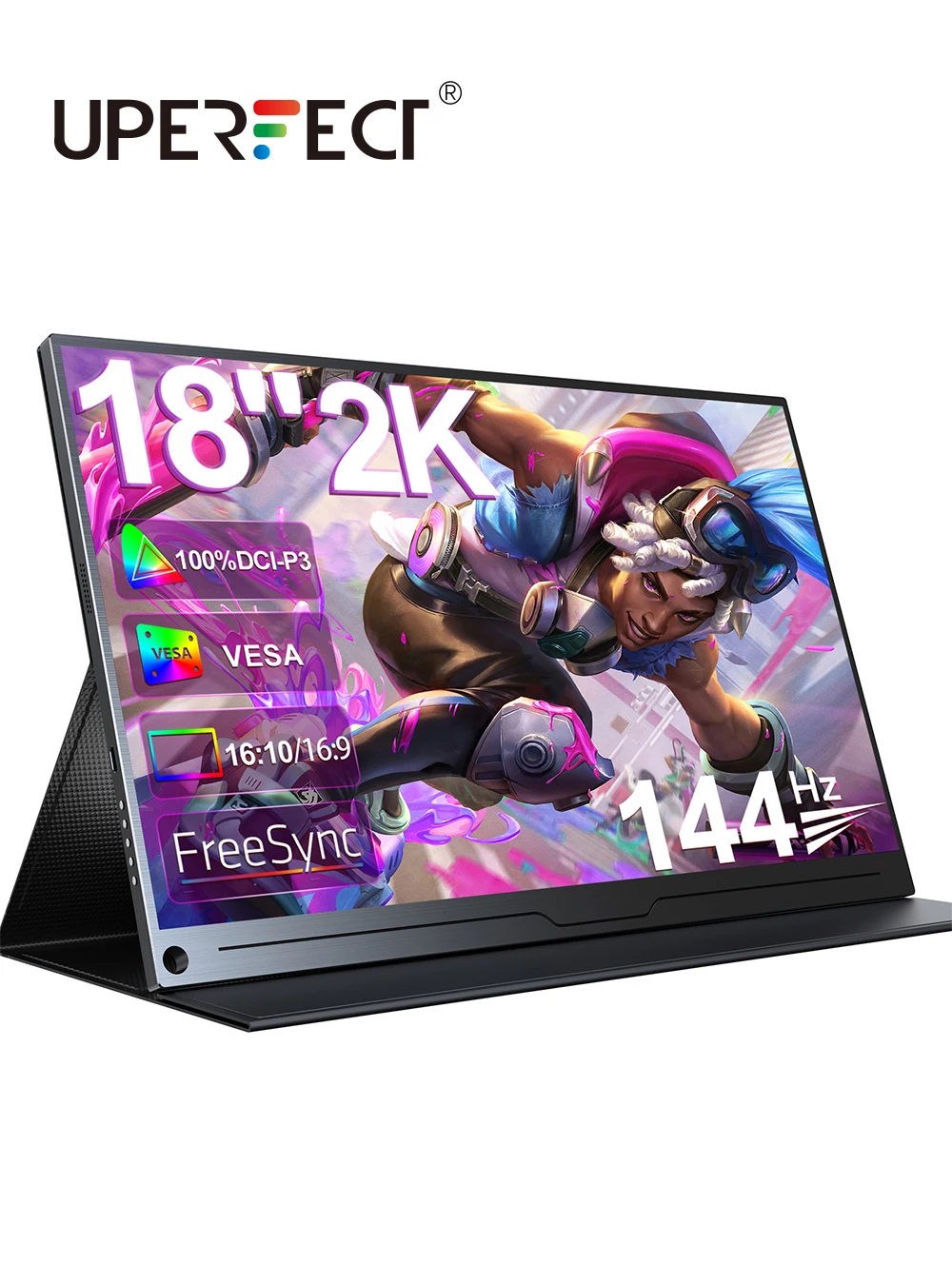

UPERFECT UAlly J118 2K 18" 144Hz Portable Gaming Monitor 2560x1600 with HDR Freesync 16:10 HDMI Type-C Travel Display for Laptop