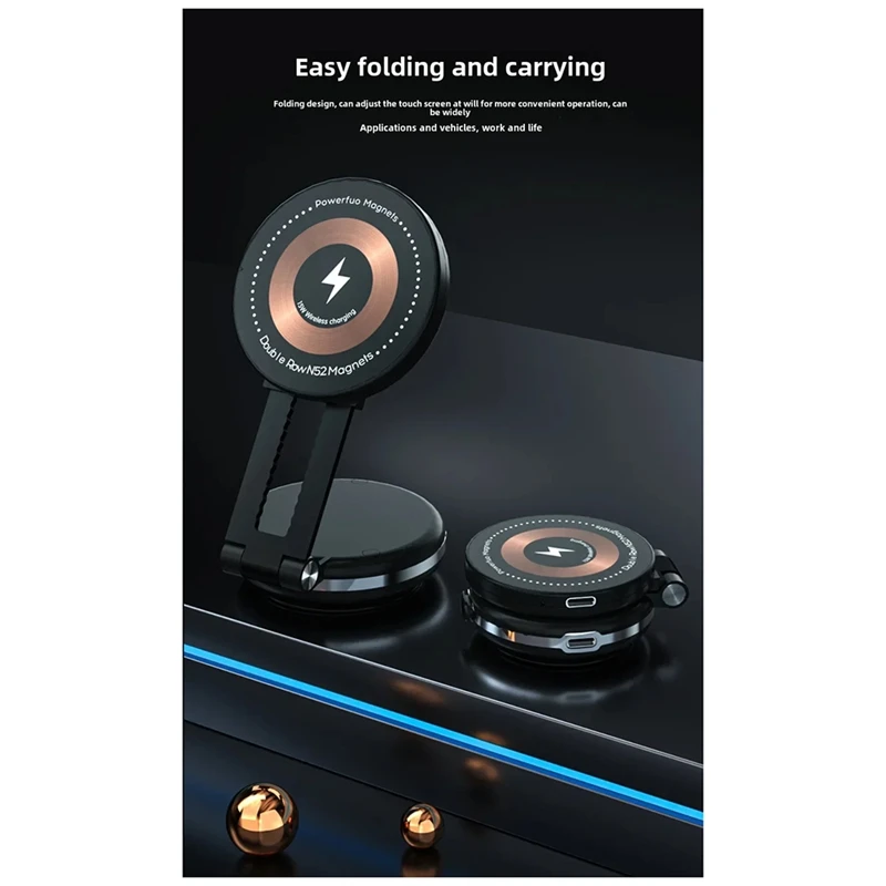 Magnetic Wireless Phone Car Mount Stand Universal Dashboard Suction Cup Bracket For Vehicles,With Wireless Charging