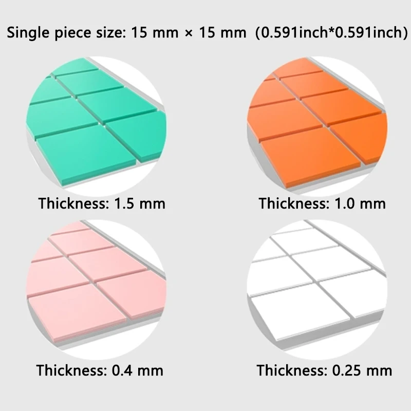 Confezione da 100 cuscinetti termici conduttivi in silicone M.2 SSD NVMe NGFF Pad termico per PC portatile PS5 Dissipatore di calore/GPU/CPU/Scheda grafica LED