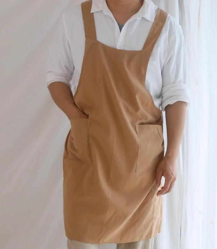 مريلة قطنية مقاومة للماء مقاس كبير فضفاضة ومريحة على الطراز الأوروبي مريلة للرجال والنساء ملابس عمل خفيفة الوزن H1 #2