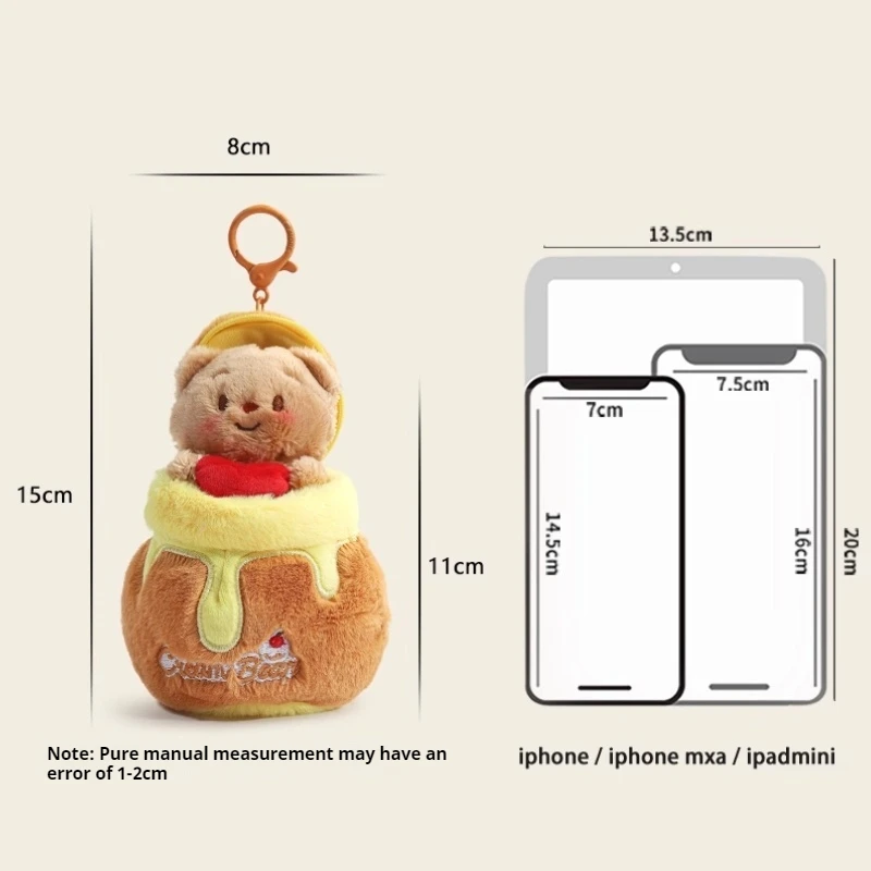 오리지널 디자인 허니팟 플러시 백팩 귀여운 만화 인형 가방 열쇠고리 스쿨 백 인형 선물 친구 어린이