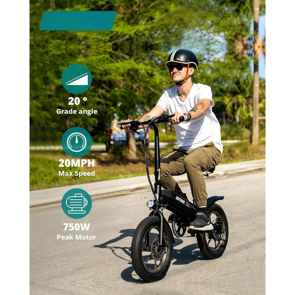 

Electric Bike, 750W Peak Motor, Max Range 25 Miles, Up to 20 Mph, Removable Battery, Adjustable Seat, E Bike