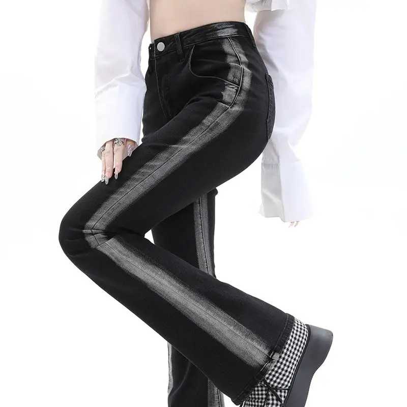 

High Waist Slim Fit Micro Flare Jeans Casual Black Denim Nine Point Pants Spring Summer New Style Korean Version Student Frie...