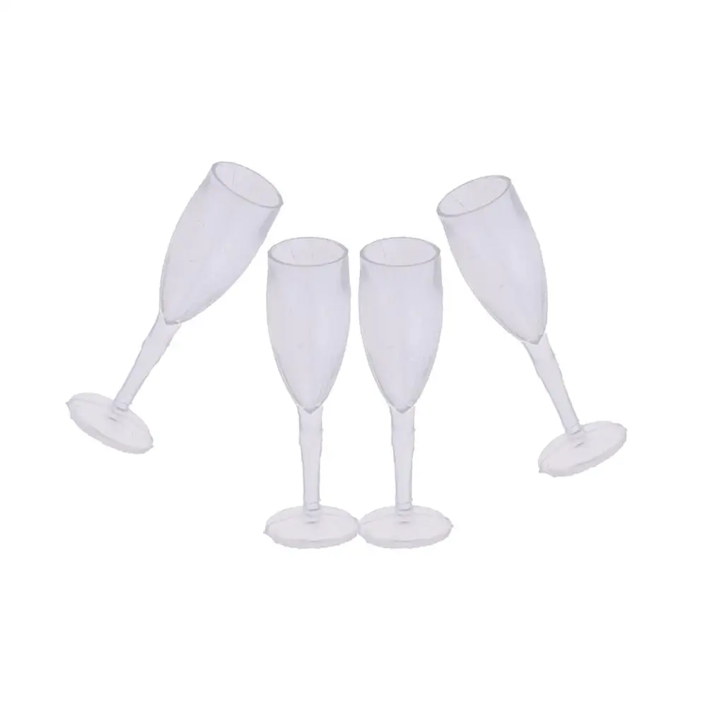 Set of 4pcs Cup Goblet Juice Glass for Dolls House Kitchen Table Decorations