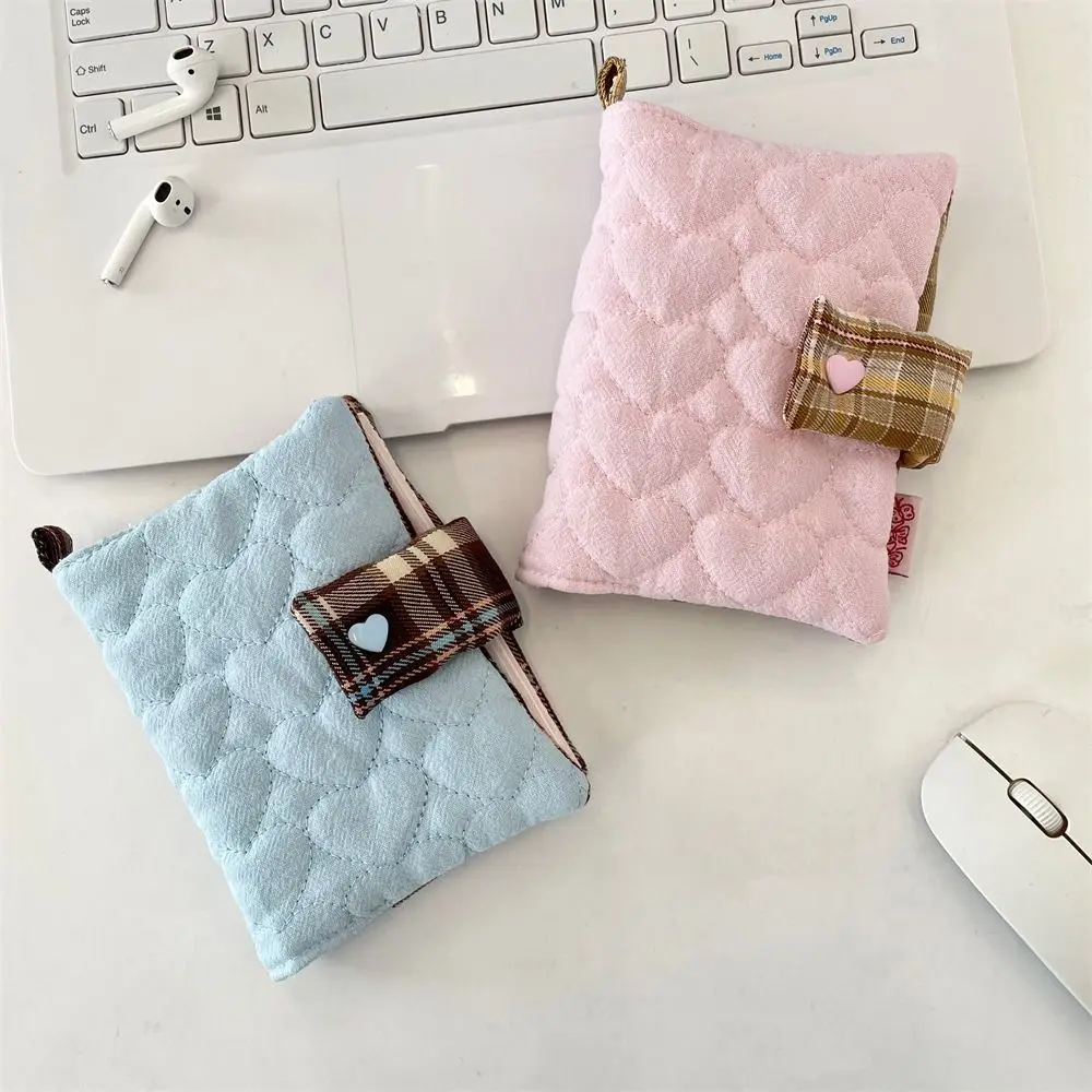 Multipurpose Heart Embroidery Notebook Detachable Diary Fabric Plaid Diary Book Aesthetic Stain Resistant Diary Protective Cover