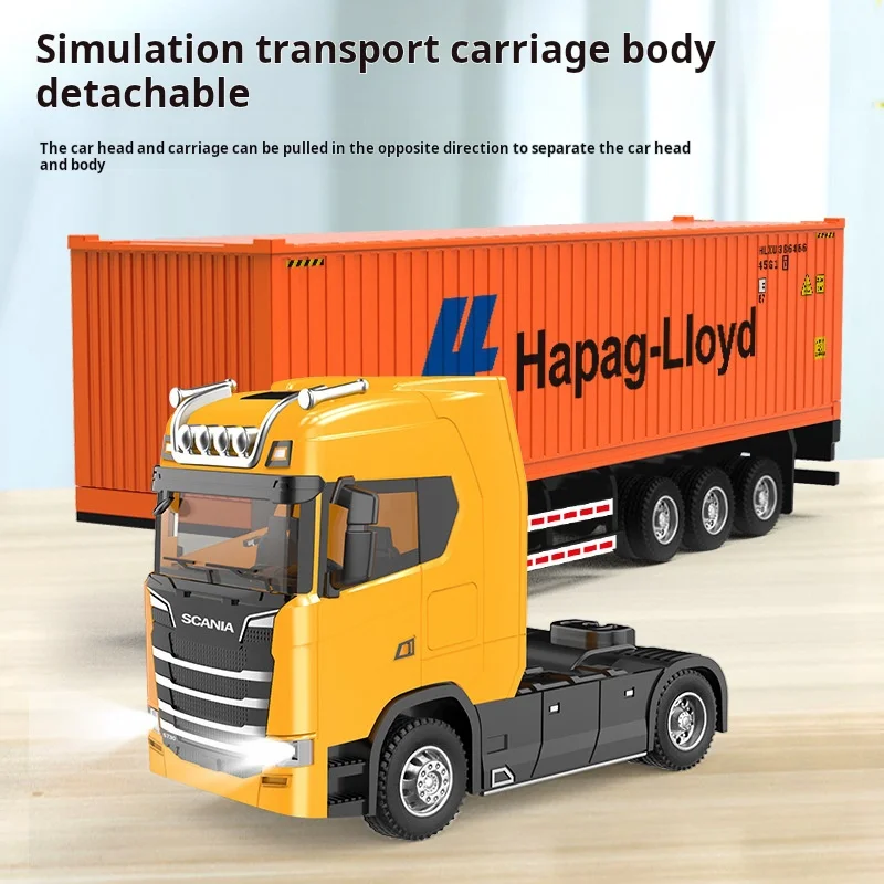

1/50 Alloy Diecast Truck Head Car Model Toys Simulation Engineering Transport Vehicle Pull Back Container Head Metal Toy for Boy