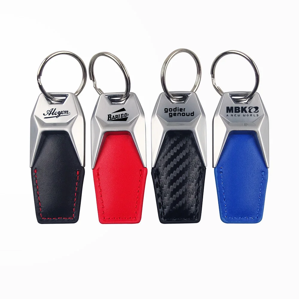 Motorcycle keyring Metal leather Carbon fiber Scooter keychain For Alcyon Barigo Gnome Rhone Godier Genoud MBK Midual Motobeane