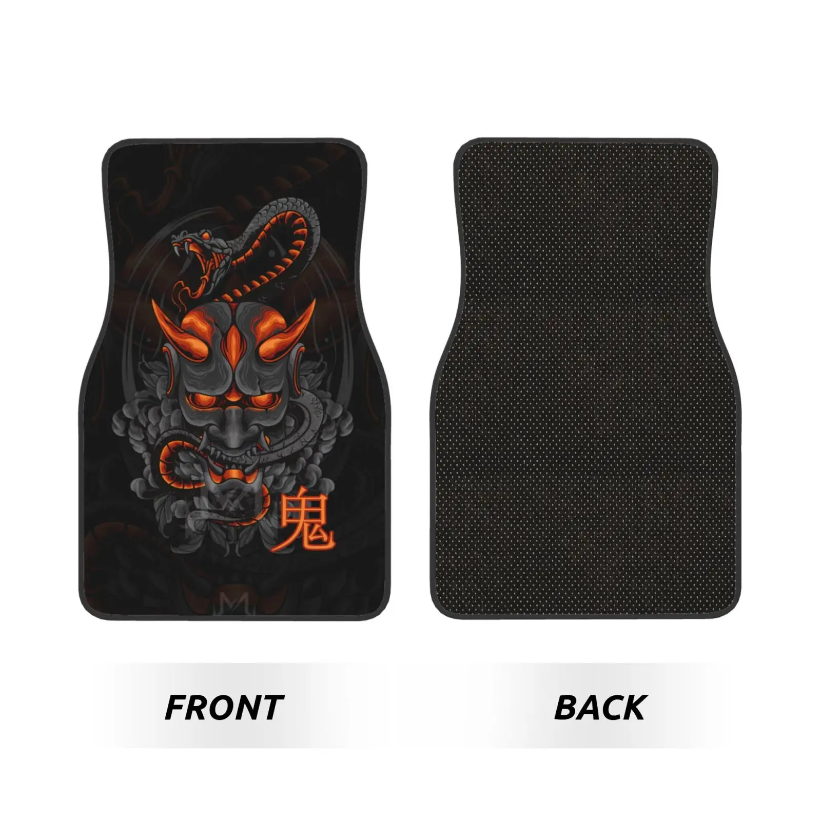 Japanese Masks Snake Car Floor Mat 4-piece Set Suitable for All Car Floor Mat Accessories Crystal Velvet Floor Mats