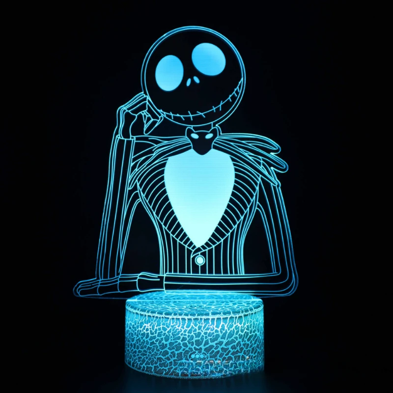 L'Étrange Noël de Monsieur Jack Lampe LED 3D, Anime Jack Skellington, Veilleuse pour Enfants, Chambre à Coucher, Lampe de Table de oral et, Décorations pour la Maison, Cadeau