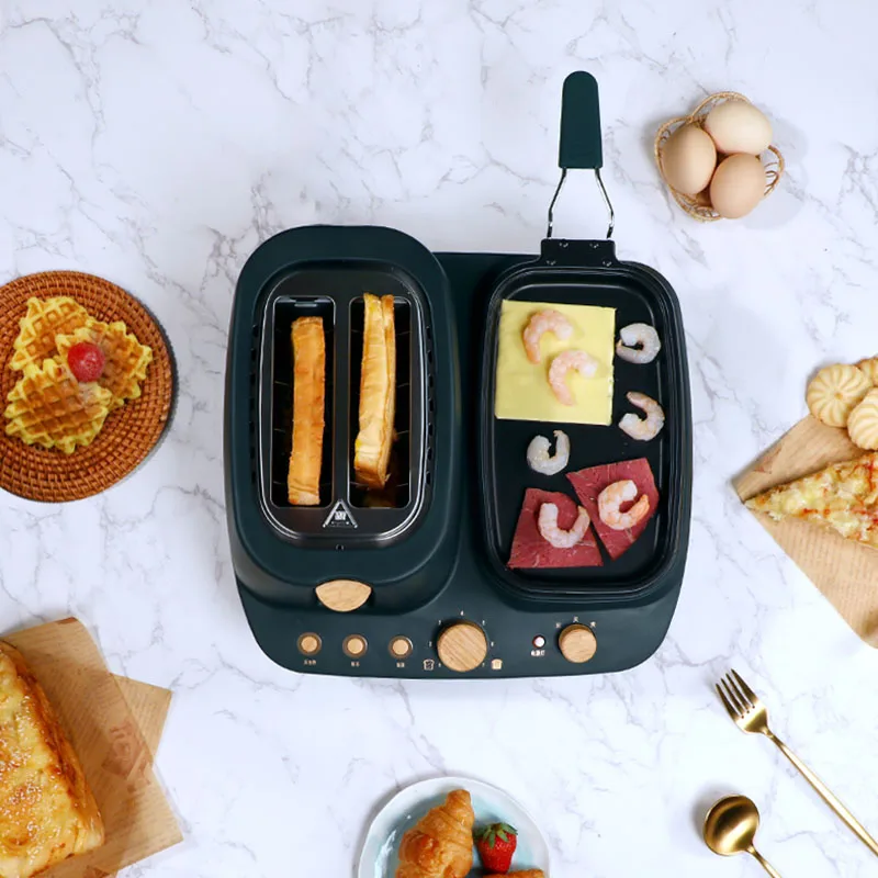 Electric Toaster Fried Steak Omelette Frying Pan Grill Eggs Boiler Sandwich Breakfast Machine Heater Cooker Pot Food Steamer EU