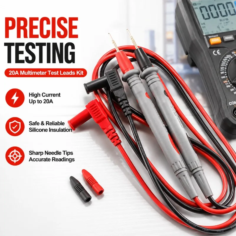 

Thickened High Temperature Resistant Red Black Multimeter Test Leads Universal High Quality Silicone Wire Steel Probes Durable