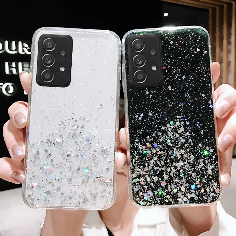 Luxury Fashion Glitter Case For Samsung Galaxy A05 A05S A15 A25 A35 A55 A14 A24 A34 A54 A13 A23 A53 A52 Soft Crystal Bling Cover