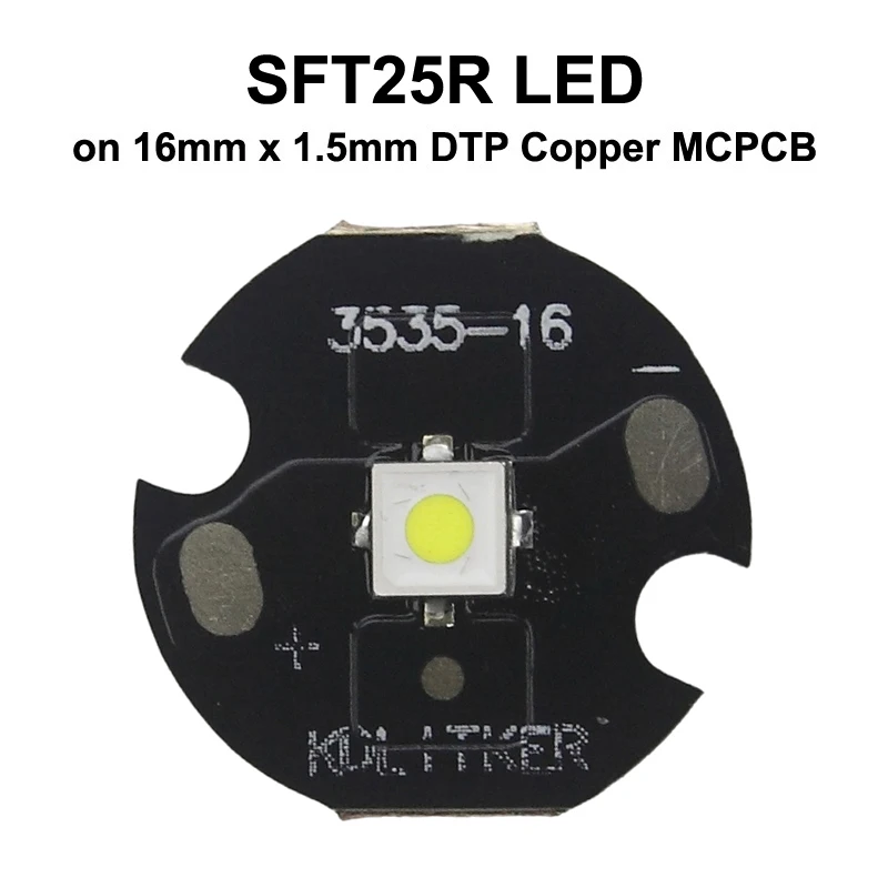 SFT-25R 29W 7.5A 2000 Lumens 7000K 6500K 5700K 5000K SMD 3535 LED Emitter on KDLitker DTP Copper MCPCB Flashlight DIY Bead