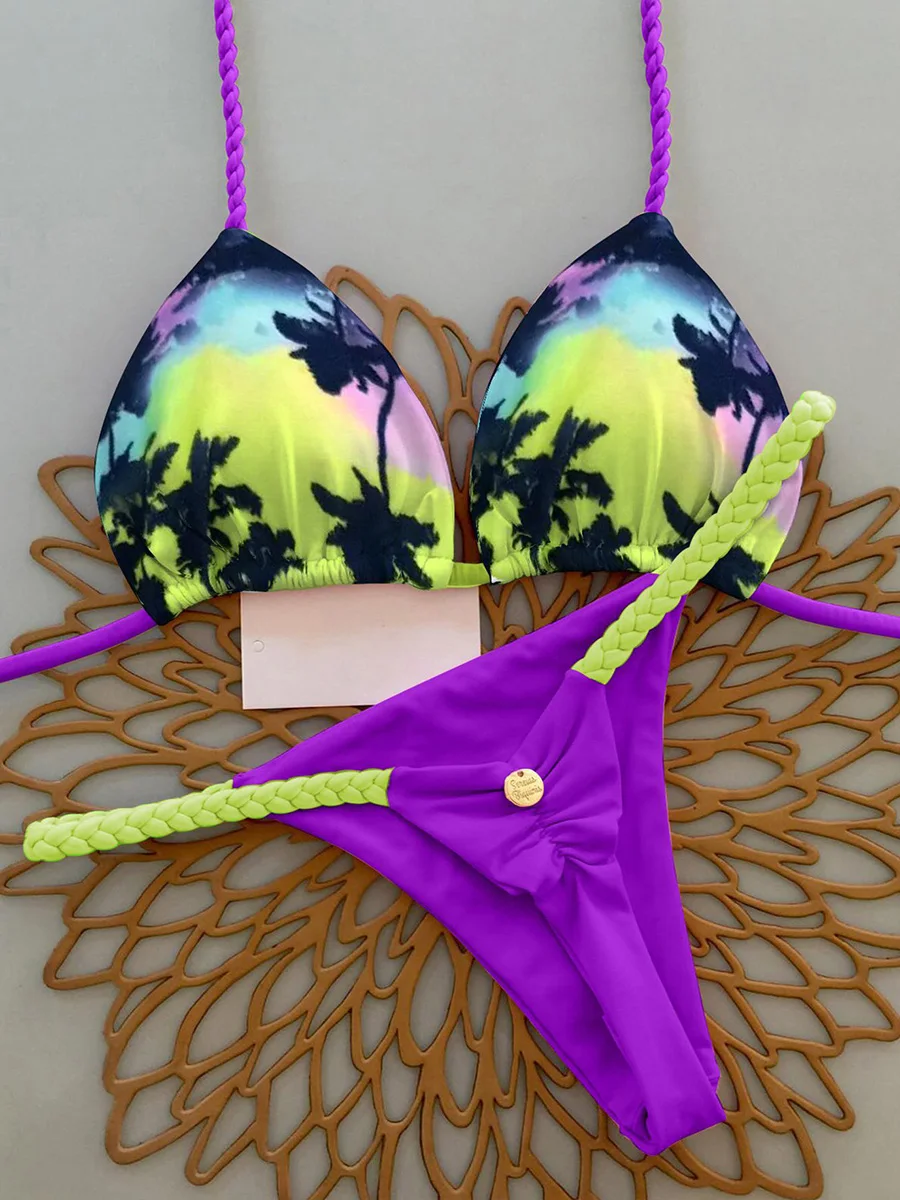 

Микробикини 2026: Новинка! Женский купальник, сексуальный бразильский комплект бикини с принтом, пляжная одежда, купальный костюм для женщин