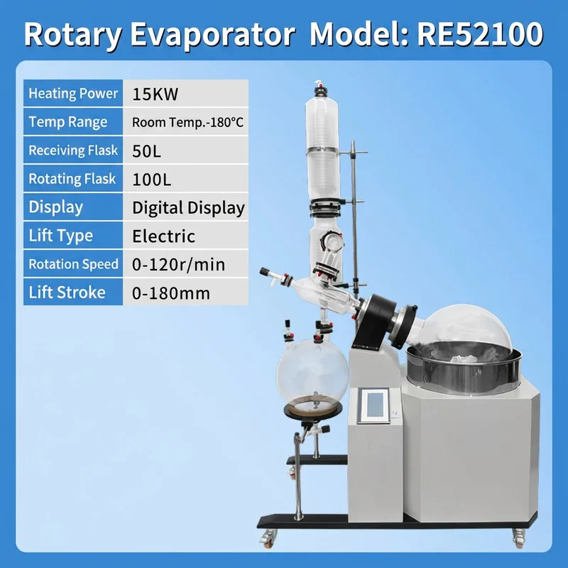 Rotary Evaporator Lab Vacuum Distillation Equipment Sample Purification Peroxide Digital Display 1.0C Accuracy 0.098Mpa CN