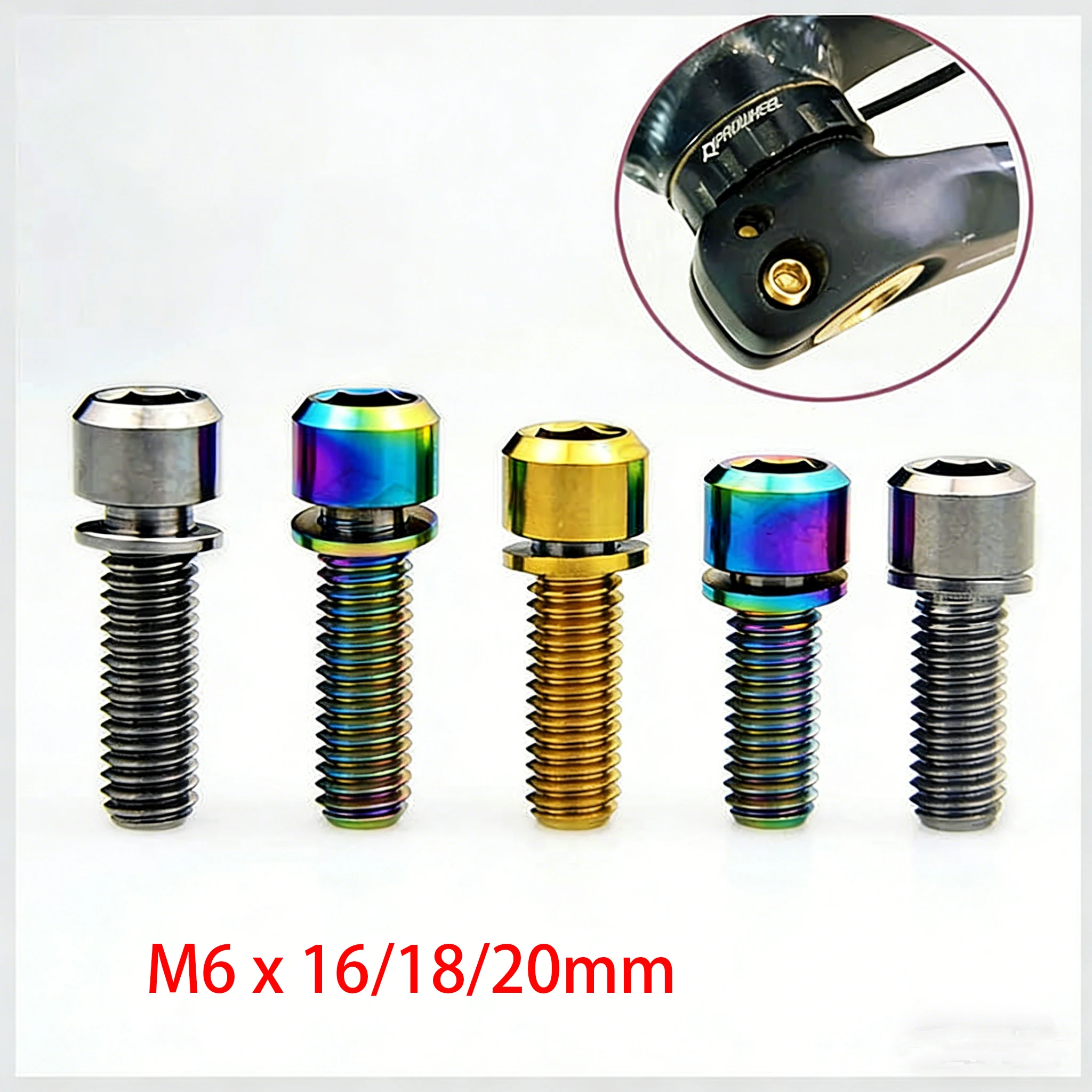 1pcs M6 Titanium Alloy Screw Length 16/8/20mm With Washer Crank Locking Screws XT XTR Bolt For Riding Motorcycle