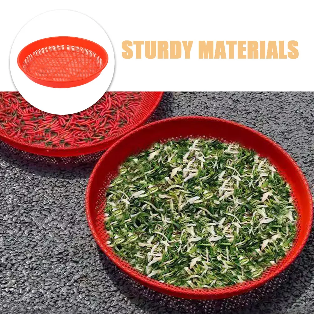 

4pcs Sieve Drying Dustpan 36cm Plastic Grain Sifter Mesh Pan Bamboo Style Farm Grains Dustpan Drying Sieve Water Drainage Large