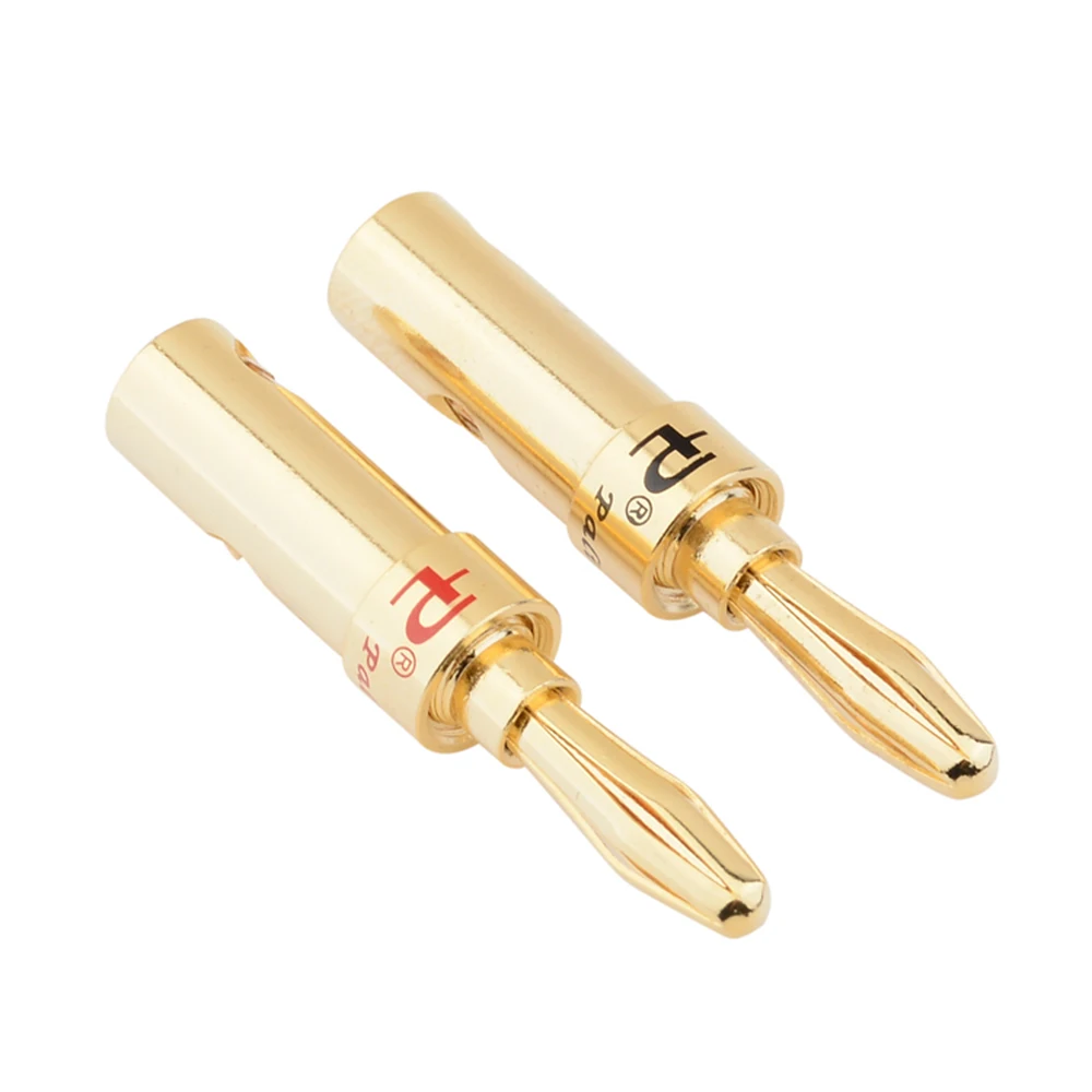 2PCS Banana Plug 4mm Copper 4K Gold Plated Connector Stereo Solderless Speaker Audio Jack Adapter Banana Connector Binding Post