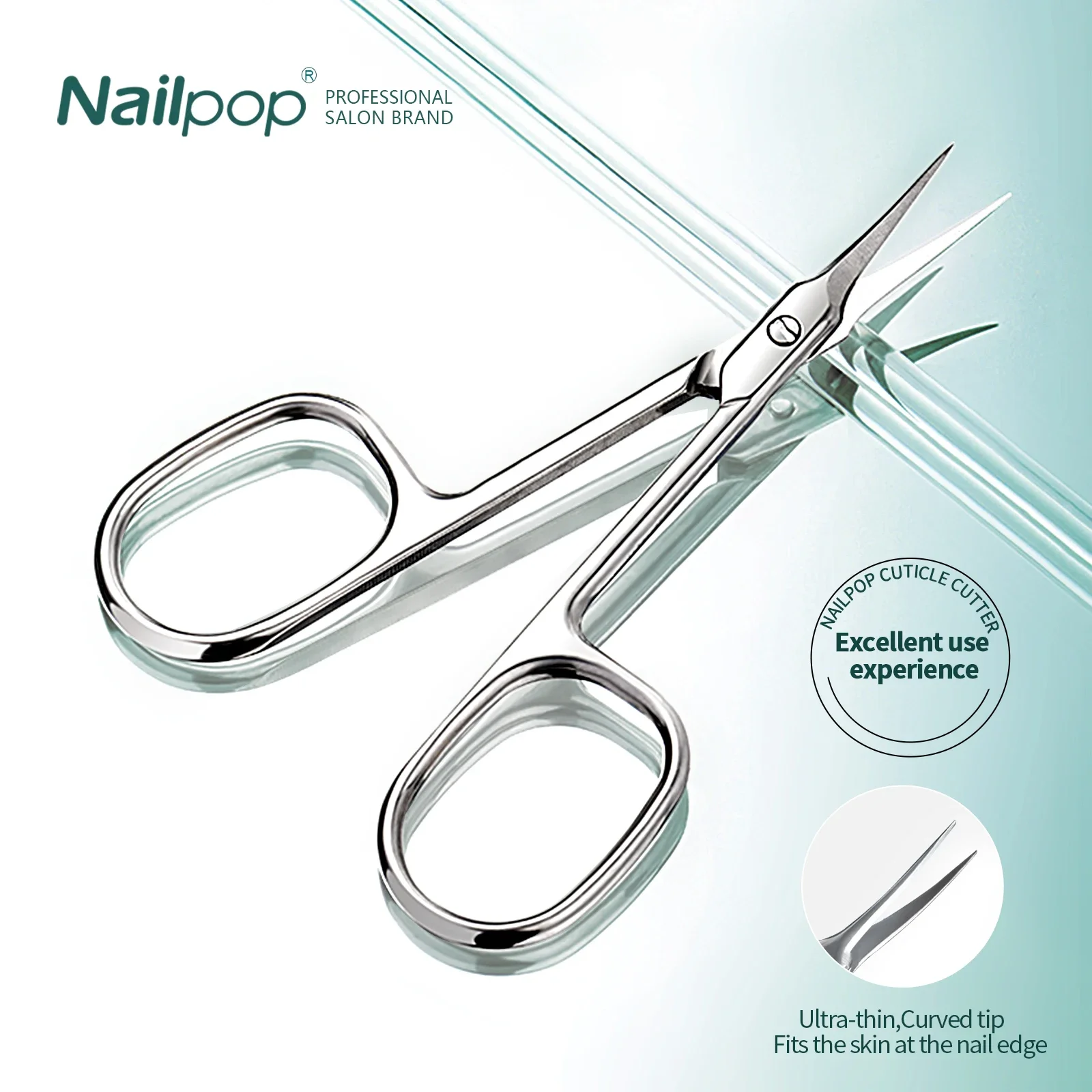 

NAILPOP Nail Cuticle Scissors Sharp Curved Tip Thin Blade Dead Skin Remover Stainless Steel Professional Nail Art Tools Cuticule