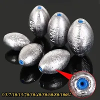 1-20PCS Fishing Weight Sinkers Olive Shaped Lead Sinkers Soft Lure Lead Weights 3-100g Bass Carp Fishing Tackle Accessories