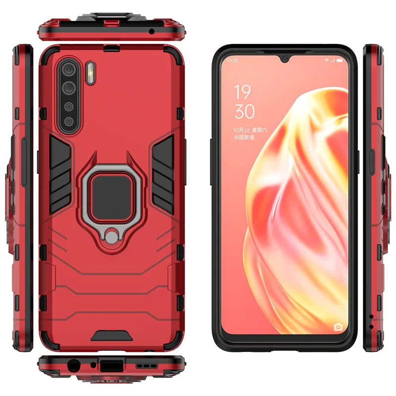 Per OPPO A91 custodia armatura anello di barretta Silicone antiurto paraurti custodia rigida per OPPO A91 custodia per telefono custodia per OPPO